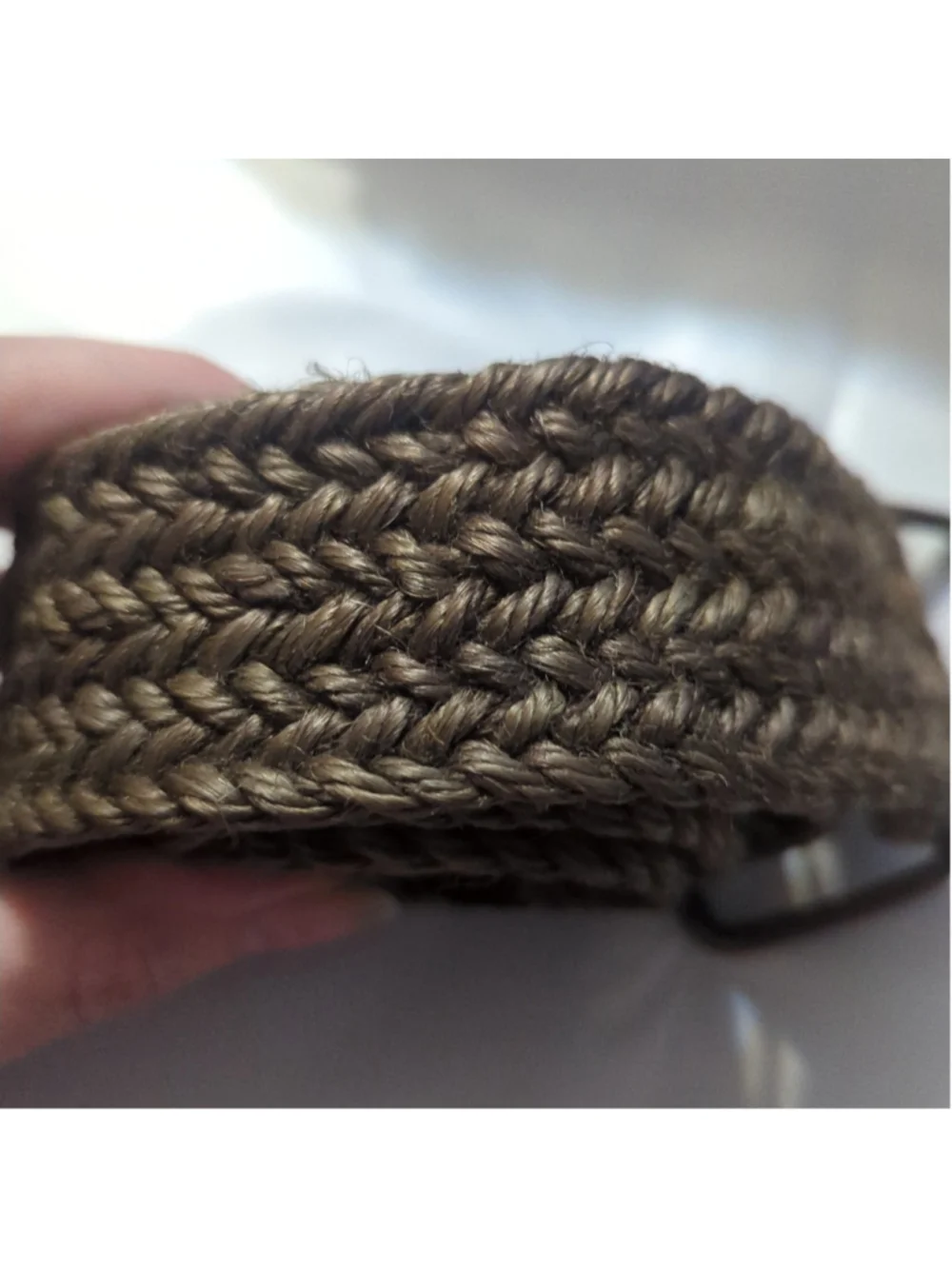 Brown Woven Jute D Ring Belt - 41